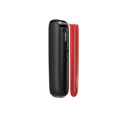 واجهة Ploom Aura أمامية بلون أحمر بركاني: منظر جانبي، منفصلة عن الجهاز.