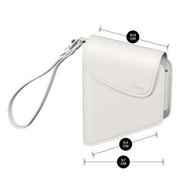 Ploom Jet Black Solor Carry Case shown with product dimensions: 10.2cm height x 2.2 cm width and 2.2 cm depth
