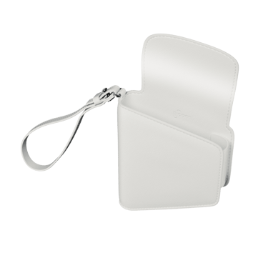 Lateral view of an empty and open Glacier White Duo Carry Case
