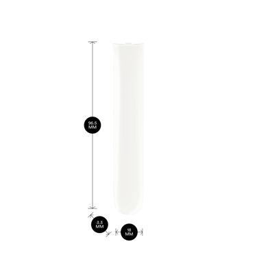 Ploom AURA Glacier White Front Panel shown with product dimensions: 9.65cm height x 3.30 cm width and 1.80 cm depth