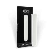 Ploom AURA Front Panel Glacier White pack shown with device