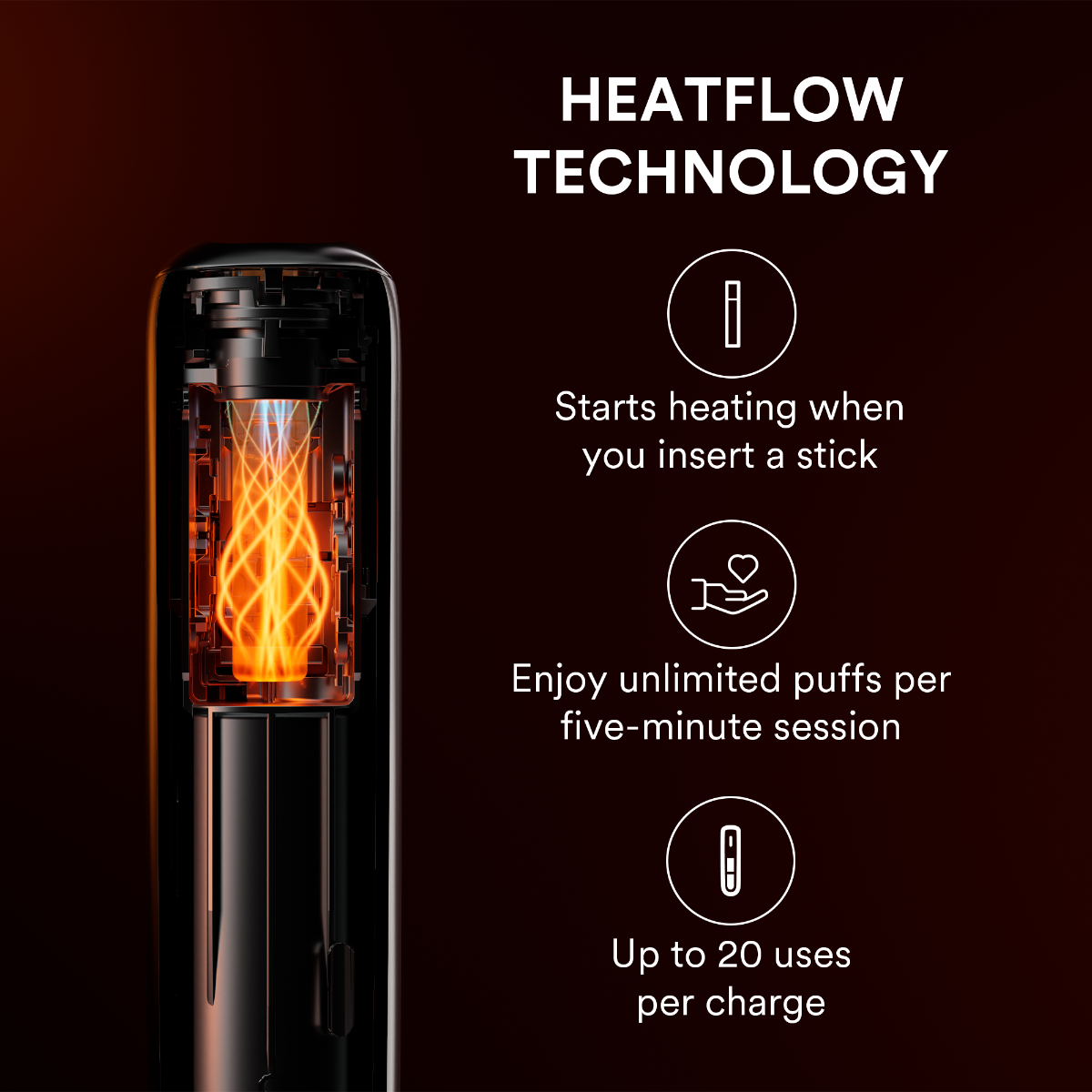 Ploom AURA Jet Black features Smart Heatflow Technology